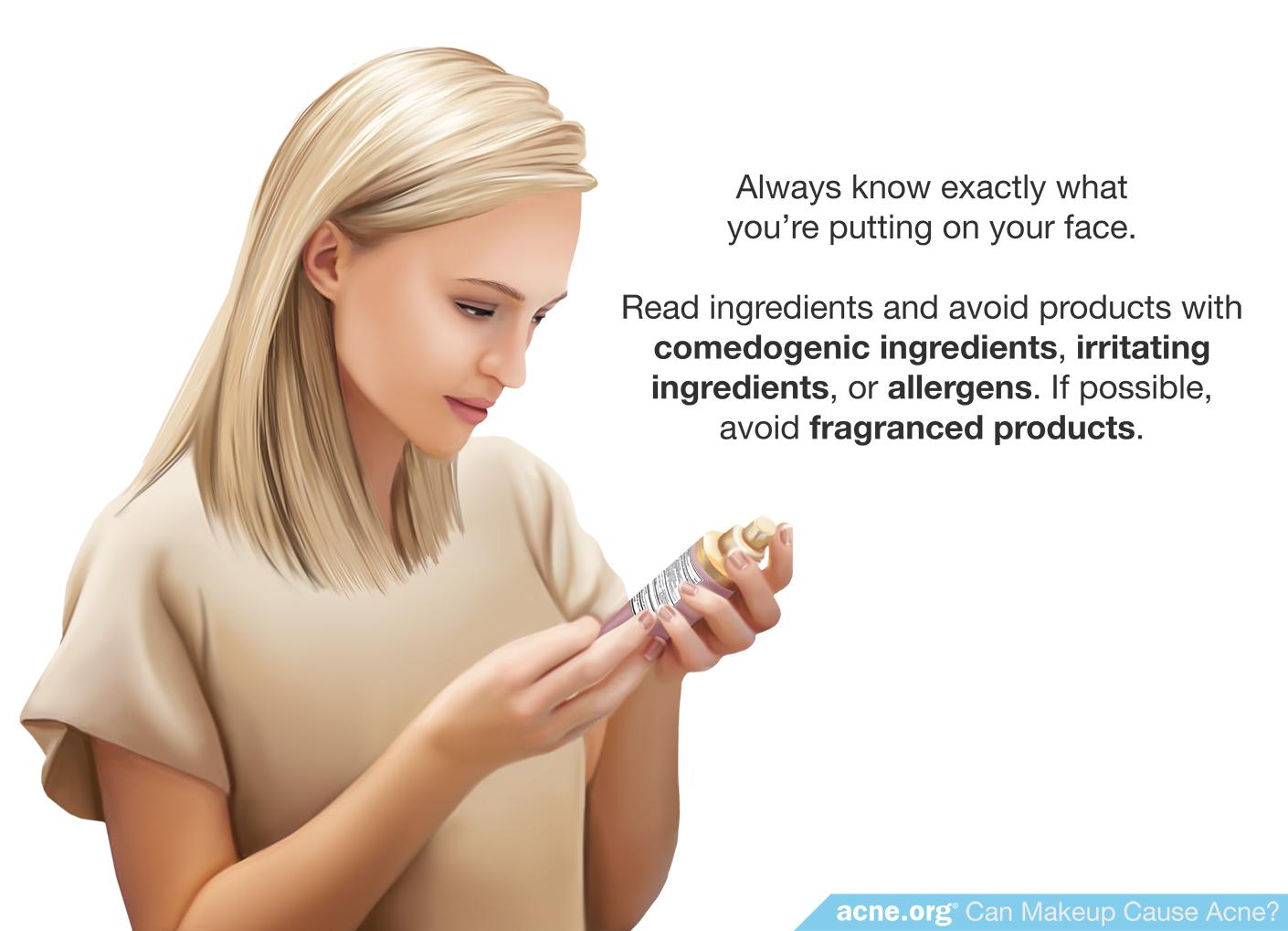 Woman Reading Makeup Ingredient List